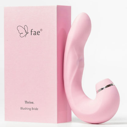FAE suction vibrator next to product packaging, standalone product overview.
