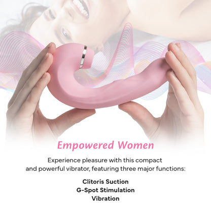 FAE suction vibrator held with both hands, highlighting flexibility and ergonomic shape.
