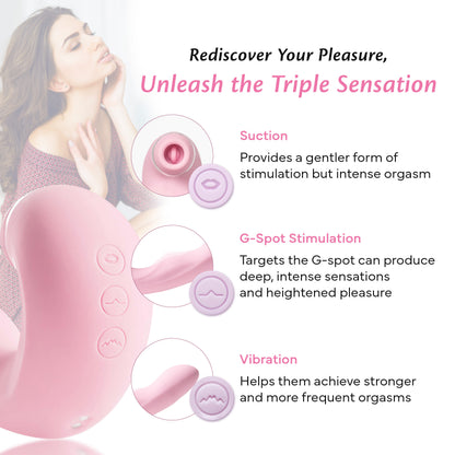 FAE suction vibrator with explanation of functions, clitoral suction, G-spot stimulation, and vibration.
