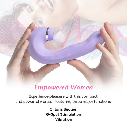 FAE suction vibrator held with both hands, highlighting flexibility and ergonomic shape.
