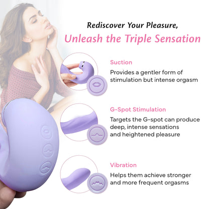 FAE suction vibrator with explanation of functions, clitoral suction, G-spot stimulation, and vibration.