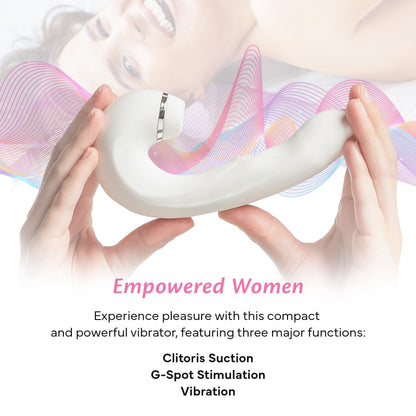 FAE suction vibrator held with both hands, highlighting flexibility and ergonomic shape.
