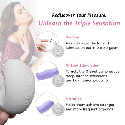 FAE suction vibrator with explanation of functions, clitoral suction, G-spot stimulation, and vibration.
