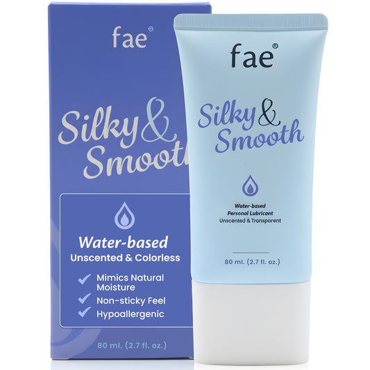 Fae Silky & Smooth packaging water-based personal lubricant on a white background