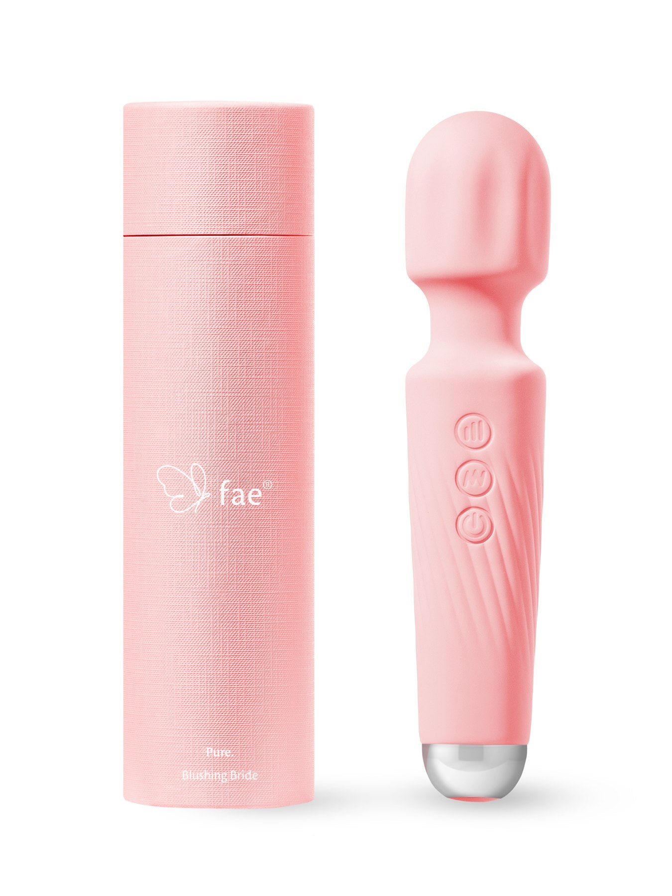 Fae Pure wand vibrator in Blushing Bride met roze bewaarkoker